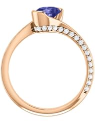 18K Rose Gold 7.00x5.00mm Oval Cut Tanzanite and Diamond Ring -- LIFETIME WARRANTY