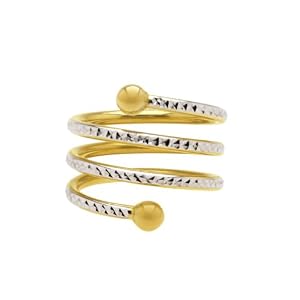 Bonded 14k Gold and Silver Diamond-Cut Spiral Ring