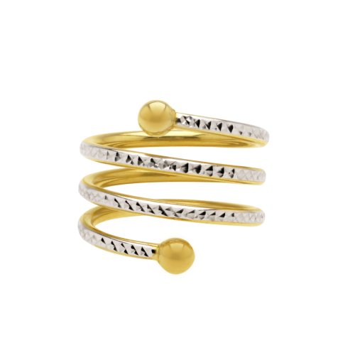Bonded 14k Gold and Silver Diamond-Cut Spiral Ring