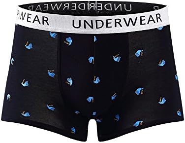 Men's Breathable Modal Boxer Briefs Print Trunk (X-Large, Black)