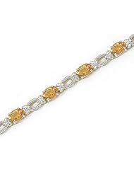 14kt Yellow Gold Oval Citrine and Diamond Bracelet
