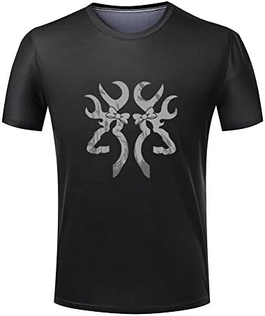 YIZIMI Browning logo Ultimate Poly Cotton Short Sleeve Black Men Tee