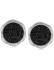 Sterling Silver Genuine Swarovski Elements Crystal Rock Scalloped Border Clutchless Earrings