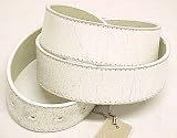 Vintage Look Distressed White Leather Strap Belt Snap