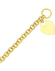 14K Yellow Gold Heart Fashion Link Bracelet - 7.5" Inches