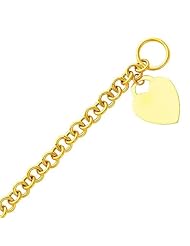 14K Yellow Gold Heart Fashion Link Bracelet with Lobster Claw Clasp - 7.5" Inches