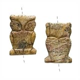 Picture Jasper Cute Tan Owl Focal Pendant Beads 32mm (2)