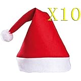 Merry Christmas Hat * Bulk Santa Hats * Pack of 10