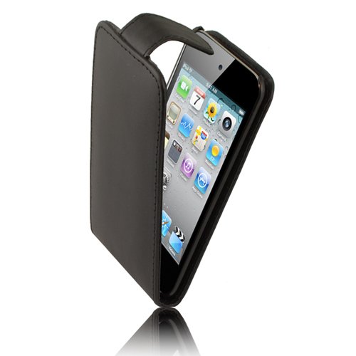 Supergets High Quality Apple Ipod Touch 4G 4TH 5G 5TH (2010 - 2011 - 2012) Generation Leather Flip Case Black And LCD Screen Protector