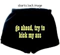 Flirty Diva Tees Woman's Fitness Workout Shorts-Kick Ass-Black