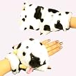 Winter Soft Fuzzy Furry Faux Fur Cow Flip Fingerless Mitten Gloves Glomitt