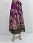 Purple Floral Print Silk Sari Reversible Wrap Around Skirt Dress for Women 36"