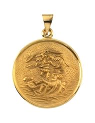 18K Yellow Gold 24.50 mm St. Michael Medal