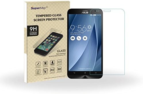 SuperMay® ASUS Zenfone 2 ZE551ML Tempered Glass Screen Protector 0.26mm Ultra Thin 9H Hardness 2.5D Round Edge with Lifetime Replacement Warranty