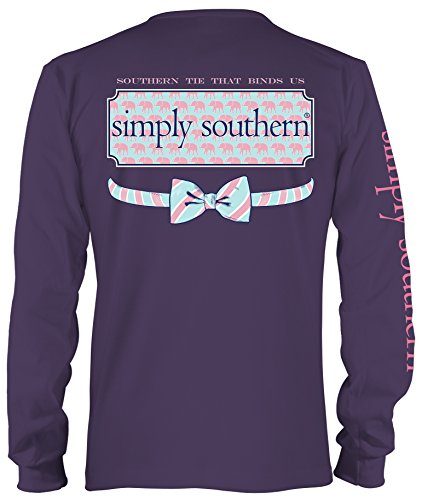Simply Southern Screenprinted Elephant Logo Long Sleeve Purple T-Shirt - Large