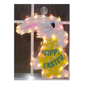 Happy Easter Lighted Bunny Face with Eggs Sculpture Decoration