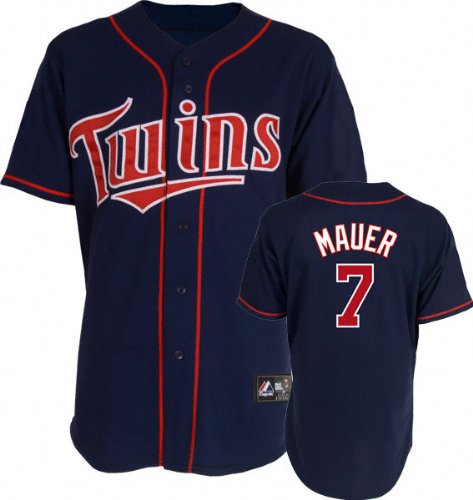 Joe Mauer Jersey: Adult Majestic Alternate Navy Replica #7 Minnesota Twins Jersey