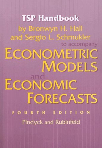 Buy TSP Handbook to Accompany Econometric Models and Economic Forecasts by Pindyck and Rubenfeld online at Discounted New and Used prices. Delivered to your door with Off-The-Bookshelf.