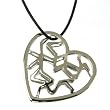 Trendy Heart Pendant Necklace Stainless Steel Large Polished Finish by Bucasi