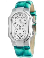 Philip Stein Womens 1-NFMOP-LAGR Signature Mother-Of-Pearl Dial Green Calf Strap Watch