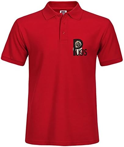 Doroboone Autumn Casual Men Clothing Red Short Sleeve Polo Shirt Size Medium Pugs Pattern