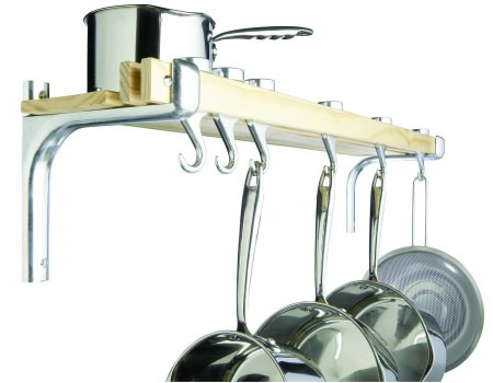 Master Class Shelf Style Wooden Pot Rack 92cm