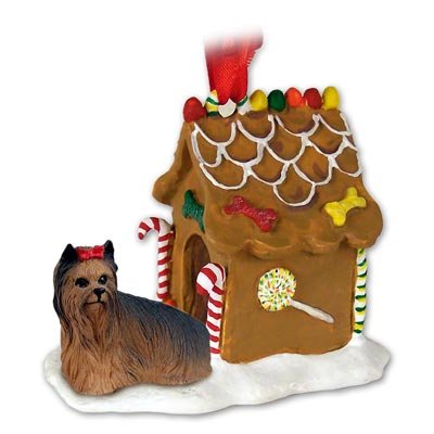 YORKSHIRE TERRIER Dog YORKIE GINGERBREAD HOUSE Christmas Ornament 04