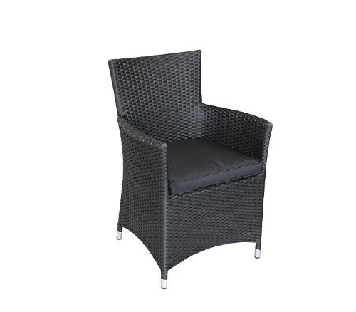Poly Rattan Gartensessel Jamaica + Kissen Schw./Schw.