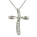 Round Channel Fancy Cross Pendant on Chain .10cttw