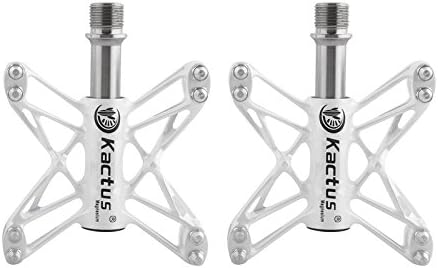 Magnesium Pedals Platform CNC Titanium Axle 9/16 inch for Kactus Bike MTB(White)