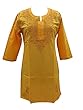 Yellow Cotton Floral Embroidered Tunic Kurti