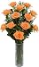 One Dozen Long Stem Orange Roses with Cylinder Hand Blown Glass Vase