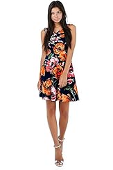 V-neck Polyester/Spandex Floral Print Tropical Print Fit-and-Flare Sleeveless  Dress