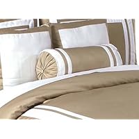 Taupe and White Hotel Spa Collection Neckroll Bolster Pillow