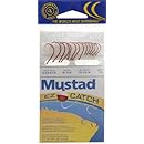 Mustad UltraPoint EZ951R EZ Catch Snelled in Line Circle Fishing Hook Assortment (Pack of 14), Red