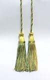 UPC 044700024485 product image for Set of 2 Light Gold, Olive Green Double Tassel / Tassel Tie with 4
