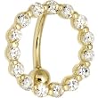 Solid 14kt Yelllow Gold Reverse Zirconia Circle Belly Ring