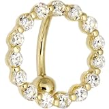 Solid 14KT Yelllow Gold REVERSE Zirconia CIRCLE Belly Ring