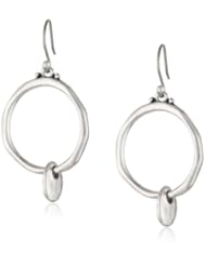 Lucky Brand Small Silver Metal Bead Hoop Earrings
