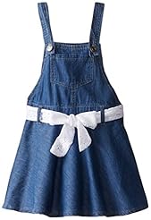 Girls Sleeveless Denim/Polyester  Asymmetric Belted Pleated Jumpsuit  With Ruffles