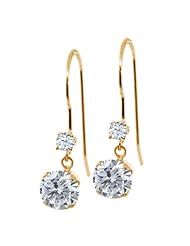 1.16 Ct Round G/H Diamond White Topaz 14K Yellow Gold Earrings