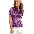 CLEARANCE SALE-Bow or Tie Blouse Purple/Champagne/Polka Dot (Fuss Free Apparel)
