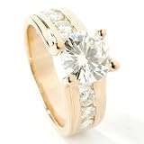 14K White or Yellow Gold Bridge Moissanite Ring