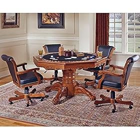 Hazelnut Madrid Poker and Dining Table with 4 Chairs by SHOPZEUS