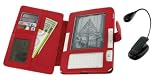 Red Full Genuine Leather Case with Book Light for Amazon Kinde 2 (Old Version) E-Reader Reading Device (Kindle NOT Included)