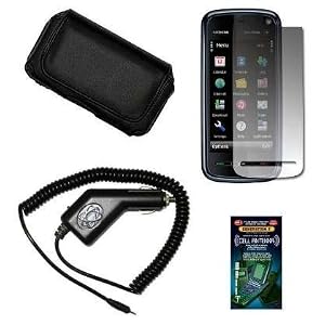 41omnFOcsqL. SL500 AA300  Cell Phone Accessories Bundle for Nokia 5800 XpressMusic (Includes; Premium Leather Side Carry Case, Rapid Car Charger, Custom LCD Screen Protector, Generation X Antenna Booster)