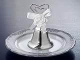 Silver Wedding Bell w White Rose Decoration w Satin Bow (Set of 72)