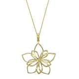 18k Gold Plated Sterling Silver Open Double Flower Pendant, 16-18