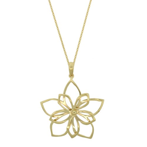 18k Gold Plated Sterling Silver Open Double Flower Pendant, 16-18"