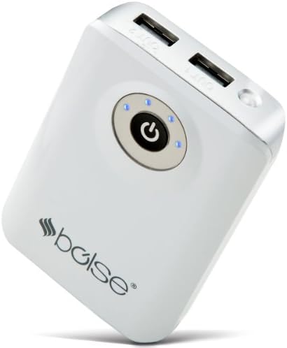 Bolse® AON2 8000mAh Compact Size External Battery Pack High Capacity Power Bank for Cellphones, iPhone, Tablets, Samsung Galaxy S4, S3, Note 2, HTC Sensation, EVO, One X, etc. (Dual USB Output: 5V, 2A; 5V, 1A) - White